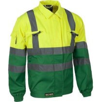 Cazadora de algodón bicolor con reflectantes personalizada verde