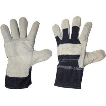 Guantes de seguridad en piel y tela vaquera personalizada Guantes de seguridad en piel y tela vaquera personalizada