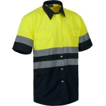 Camisa de alta visibilidad de manga corta bicolor amarilla personalizado