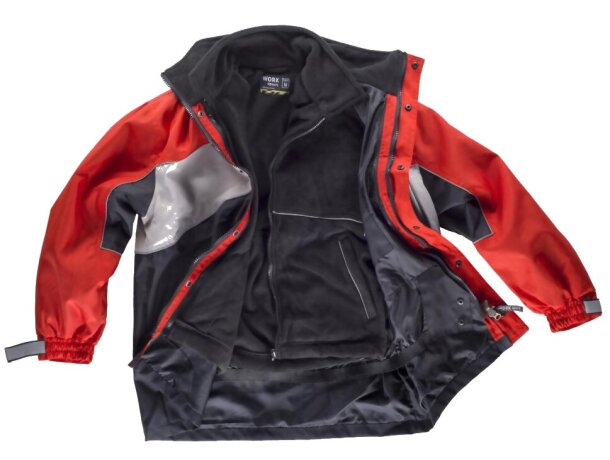 Parka sport rojo gris negro