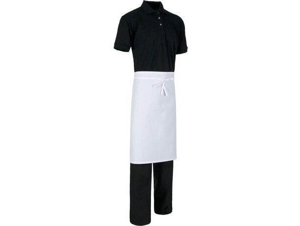 delantal de estilo francés sin bolsillos para hostelería blanco personalizado