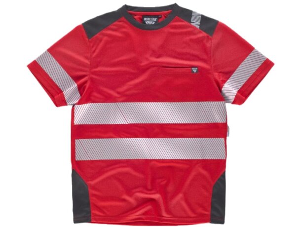 Camiseta fluor rojo gris oscuro