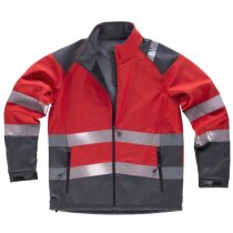 Chaqueta cortaviento roja con logo reflectante gris