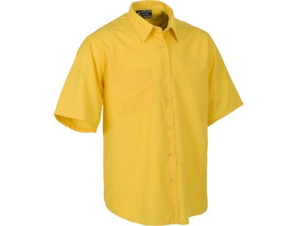 Camisa de manga corta con bolsillo amarilla personalizada