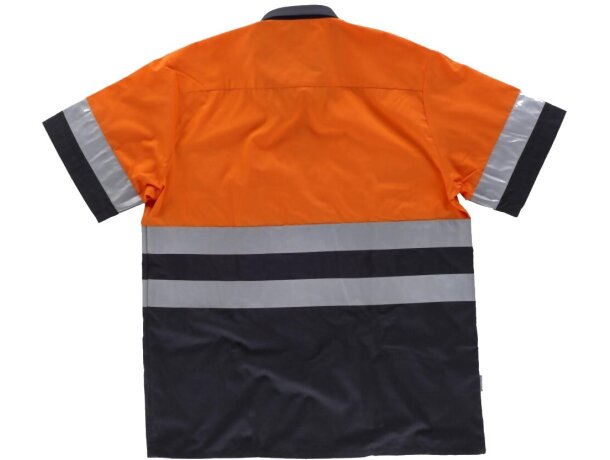 Camisa de alta visibilidad de manga corta bicolor marino naranja a.v.