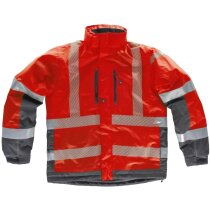 Parka fluor rojo gris oscuro