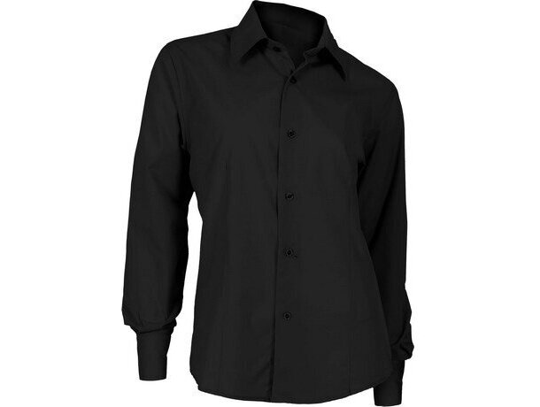 Blusa de mujer para hostelería de manga larga personalizada negra