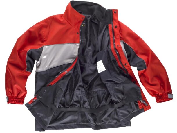 Parka sport rojo gris negro personalizado