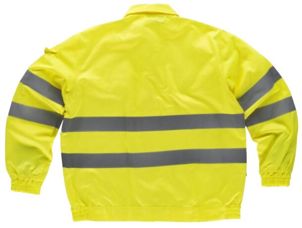 Chaqueta monocolor con reflectantes y bolsillos amarillo a.v. con logo