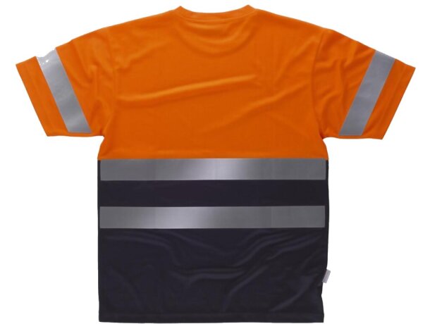 Camiseta en dos colores con bandas reflectantes naranja a.v. marino barato
