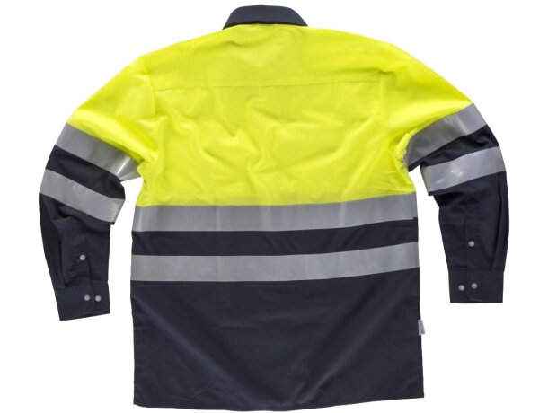 Camisa bicolor de alta visibilidad de manga larga marino amarillo a.v. merchandising