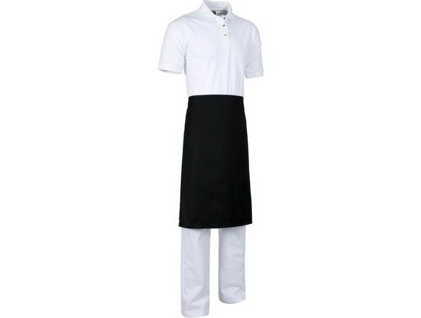 delantal de estilo francés sin bolsillos para hostelería negro personalizada
