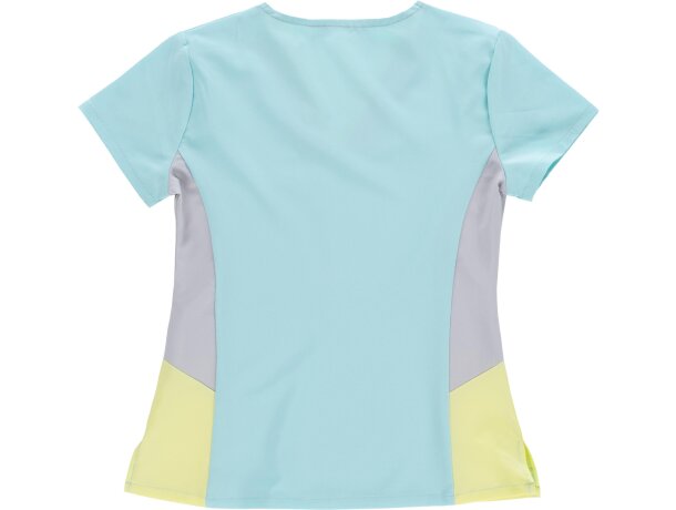 Casaca sanitaria de mujer combinada turquesa claro gris claro amarillo claro