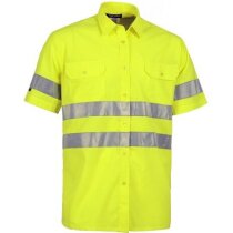 Camisa de alta visibilidad de manga corta personalizada amarilla