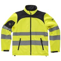 Chaqueta workshell fluorescente bandas reflectantes
