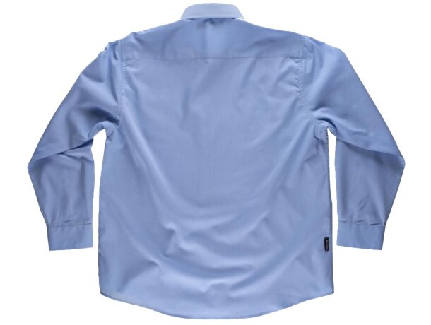 Camisa de manga larga con bolsillo celeste grabada