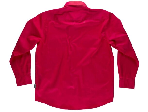 Camisa laboral de manga larga con bolsillos rojo barato