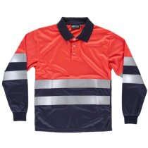 Polo fluor rojo Alta Visibilidad marino