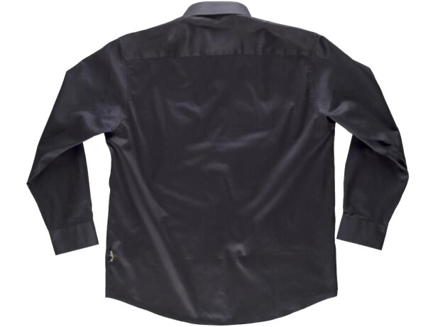 Camisa laboral de manga larga con bolsillos negro personalizada