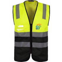Chaleco reflectante poliéster con cintas y bolsillo amarillo