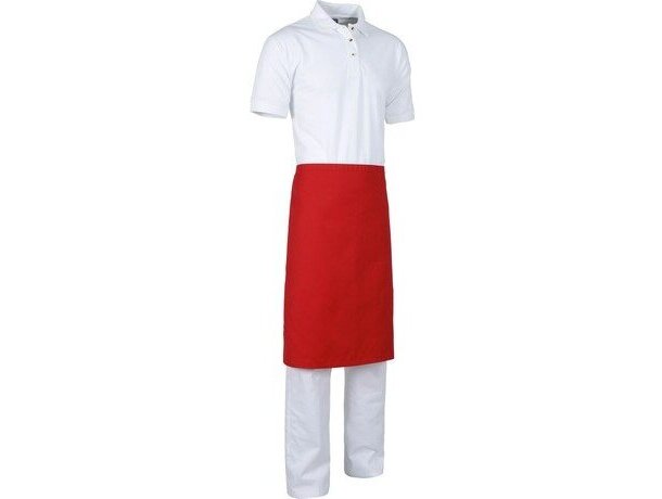 delantal de estilo francés sin bolsillos para hostelería personalizado rojo