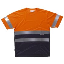 Camiseta en dos colores con bandas reflectantes personalizada amarilla Camiseta en dos colores con bandas reflectantes personalizada amarilla