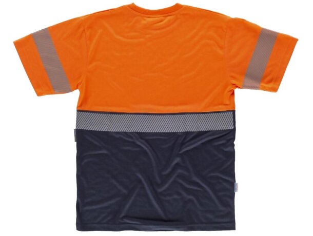 Camiseta combinada en manga corta de alta visibilidad marino naranja a.v. personalizado