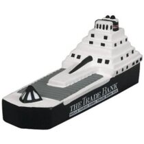 Figura antiestrés personalizada en forma de buque cisterna blanco y negro