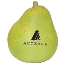 Muñecos antiestrés en forma de pera promueven vida saludable