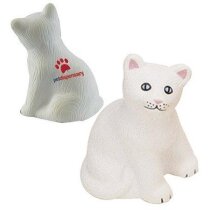 Gato antiestrés en color blanco personalizado