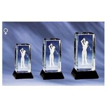 Trofeo de cristal golfista mujer personalizado Trofeo de cristal golfista mujer personalizado