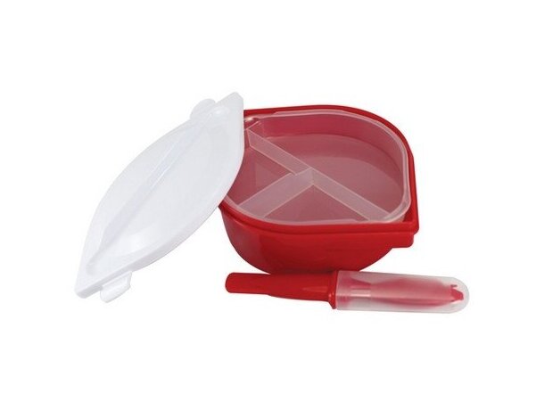 Fiambrera de plástico con compartimentos separados personalizada roja