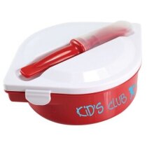 Fiambrera de plástico con compartimentos separados personalizada roja Fiambrera de plástico con compartimentos separados personalizada roja