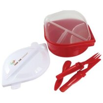 Fiambrera de plástico con compartimentos separados personalizada roja Fiambrera de plástico con compartimentos separados personalizada roja