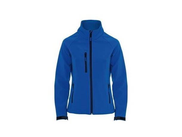 Chaqueta de soft shell entallada de mujer personalizada azul Chaqueta de soft shell entallada de mujer personalizada azul