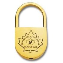 Llaveros metálico con logotipo brillante en forma de candado de latón pulido