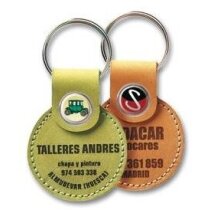 Llaveros de cuero para empresas piel natural con gota resina en pin