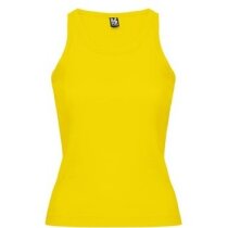 Camiseta de mujer sin mangas ebtallada amarilla Camiseta de mujer sin mangas ebtallada amarilla