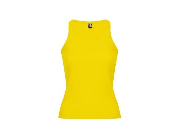 Camiseta de mujer sin mangas ebtallada amarilla Camiseta de mujer sin mangas ebtallada amarilla