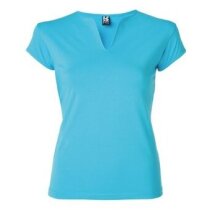 Camiseta entallada de mujer ajustada azul barata