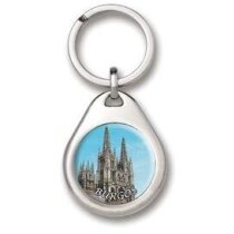 Llavero de metal para grabar personalizado barato con foto resina níquel pulido