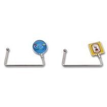 Cuelgabolsos con acabado resina en redondo personalizada Cuelgabolsos con acabado resina en redondo personalizada