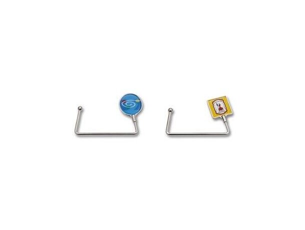Cuelgabolsos con acabado resina en redondo personalizada Cuelgabolsos con acabado resina en redondo personalizada