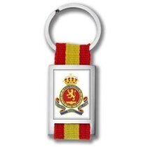 Llavero de níquel pulido con acabado mate y bandera de España personalizado