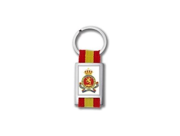 Llavero de níquel pulido con acabado mate y bandera de España merchandising