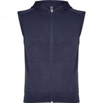 Chaleco deportivo 100% algodón con capucha personalizado azul Chaleco deportivo 100% algodón con capucha personalizado azul