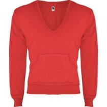 Sudadera con capucha y cuello en V personalizada azul