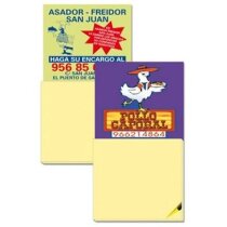 Imán de nevera flexible 0.5 con bloc de 33 hojas forma cuadrada azul con logo Imán de nevera flexible 0.5 con bloc de 33 hojas forma cuadrada azul con logo