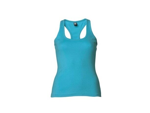 Camiseta de mujer espalda cruzada azul