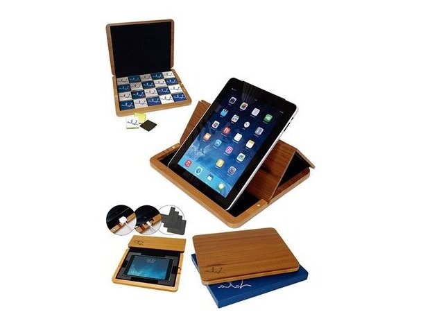 Porta tablet con atril de madera personalizado